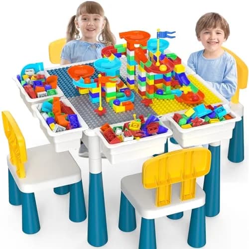OCATO Kids Table and 4 Chairs Set Activity Table Water Table for Kids 152PCS Large Building Blocks | Versatile, Durable & Safe (70-120 chars) thumbnail 1