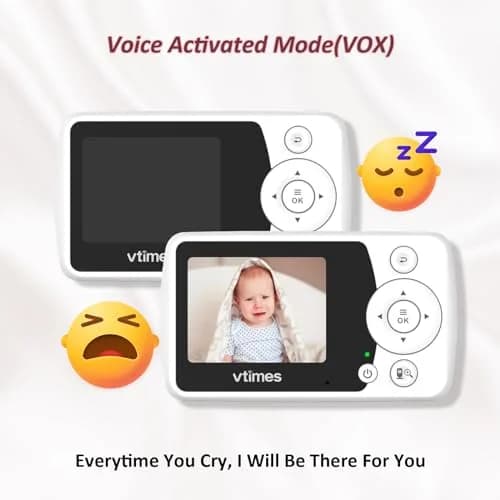 VTimes Baby Monitor with Camera and Audio, No WiFi, 2.4" LCD Screen, 1000ft Range | Secure FHSS Connection for Indian Homes thumbnail 5