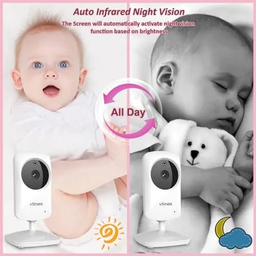 VTimes Baby Monitor with Camera and Audio, No WiFi, 2.4" LCD Screen, 1000ft Range | Secure FHSS Connection for Indian Homes thumbnail 6