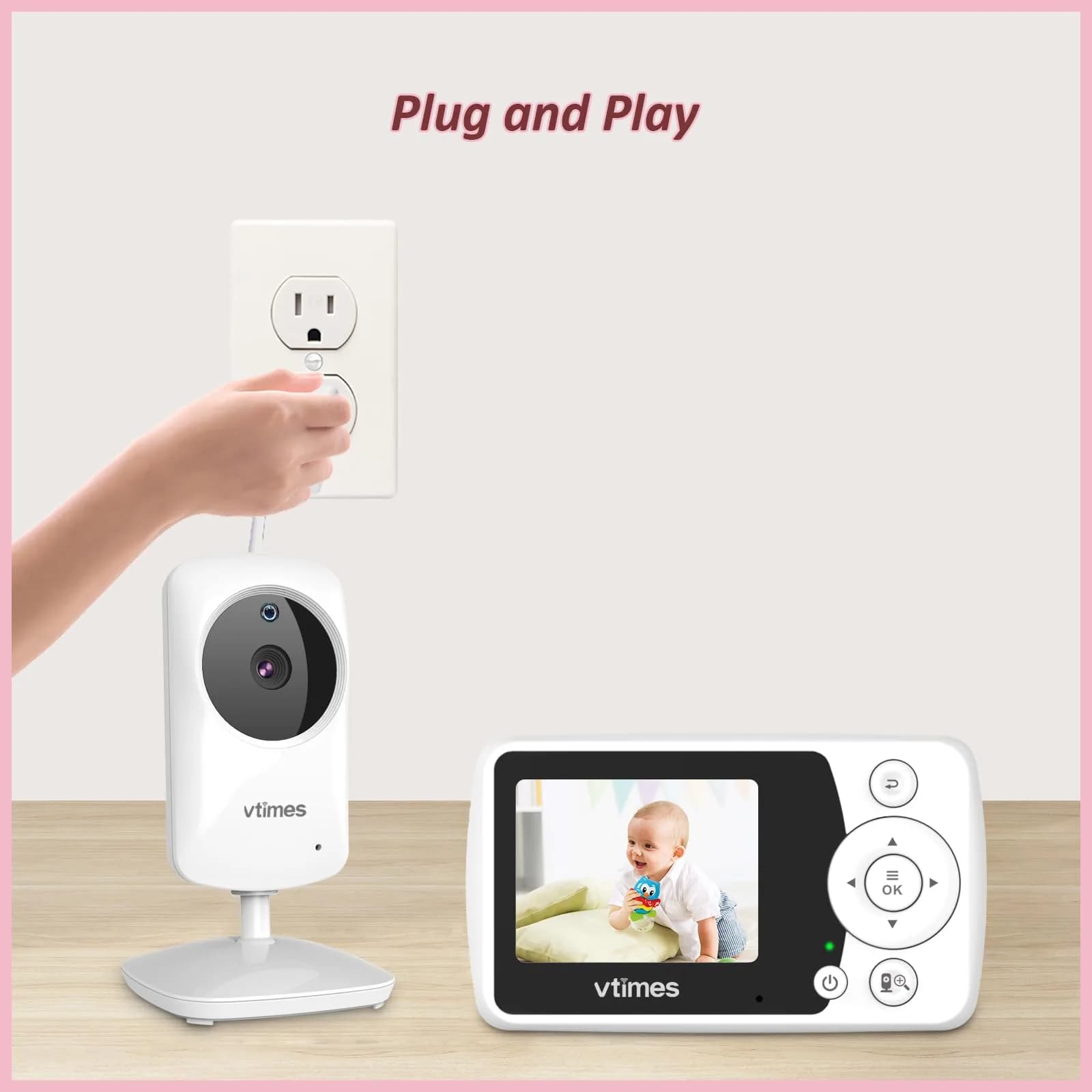 VTimes Baby Monitor with Camera and Audio, No WiFi, 2.4" LCD Screen, 1000ft Range | Secure FHSS Connection for Indian Homes - view 7