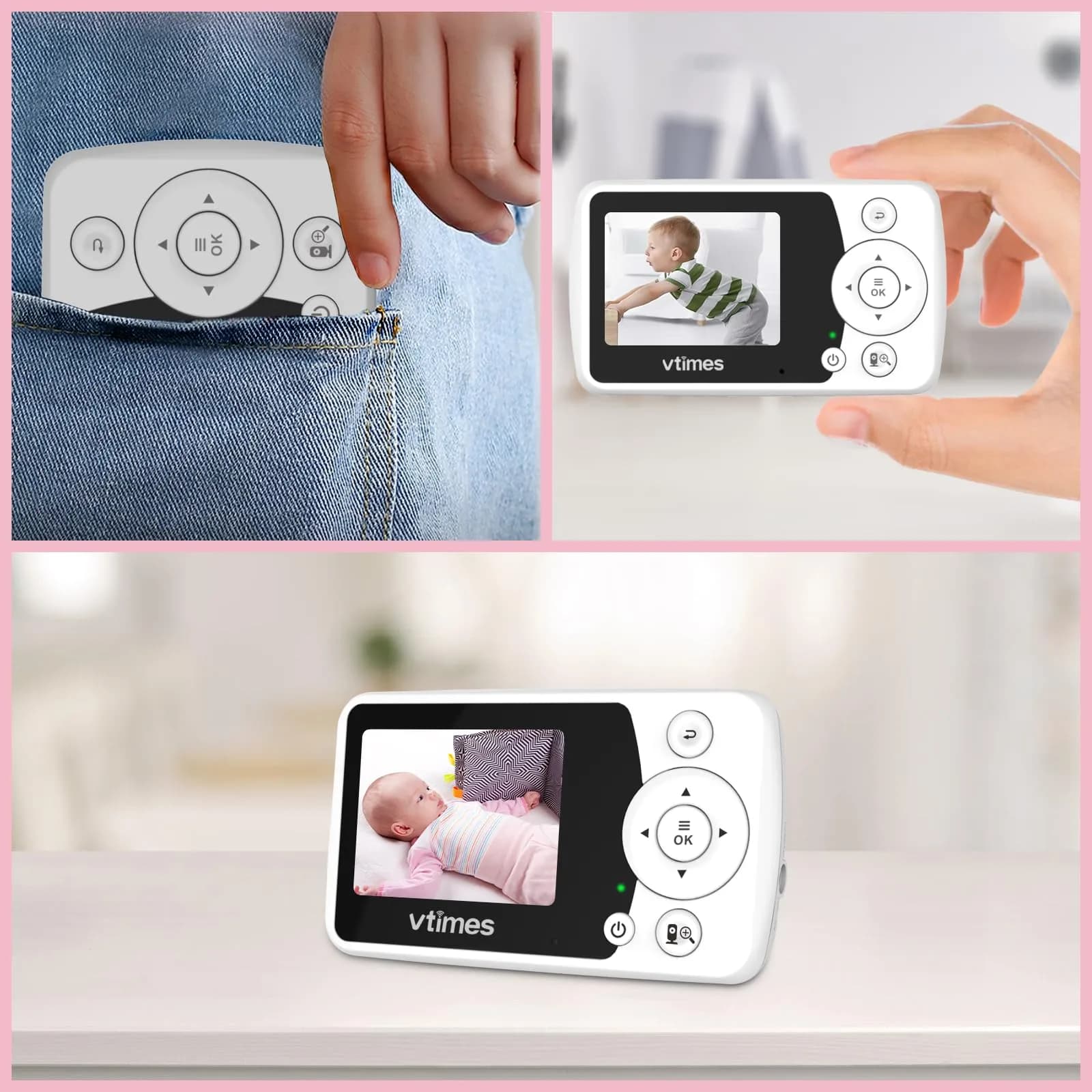 VTimes Baby Monitor with Camera and Audio, No WiFi, 2.4" LCD Screen, 1000ft Range | Secure FHSS Connection for Indian Homes - view 8