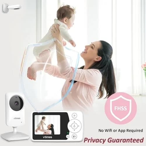 VTimes Baby Monitor with Camera and Audio, No WiFi, 2.4" LCD Screen, 1000ft Range | Secure FHSS Connection for Indian Homes thumbnail 2