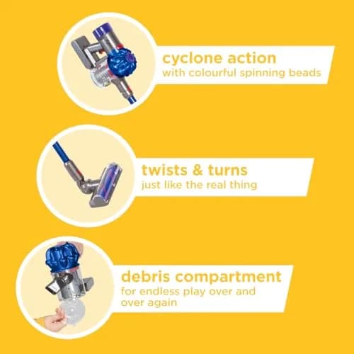 Casdon Dyson Cordless Vacuum Blue | Interactive & Licensed Toy for Kids 3+ | Realistic Role-Play Fun thumbnail 5