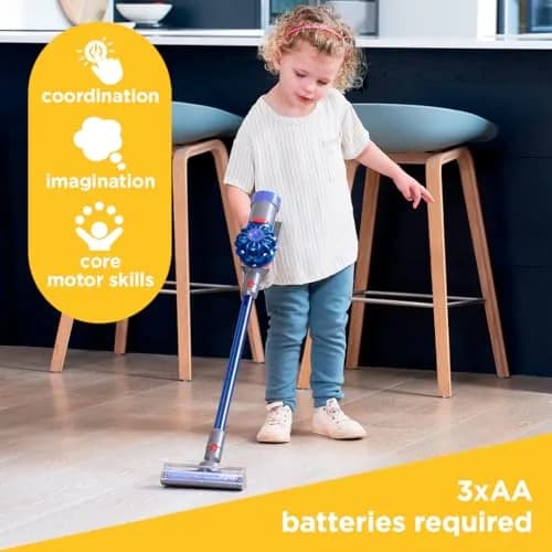 Casdon Dyson Cordless Vacuum Blue | Interactive & Licensed Toy for Kids 3+ | Realistic Role-Play Fun thumbnail 3