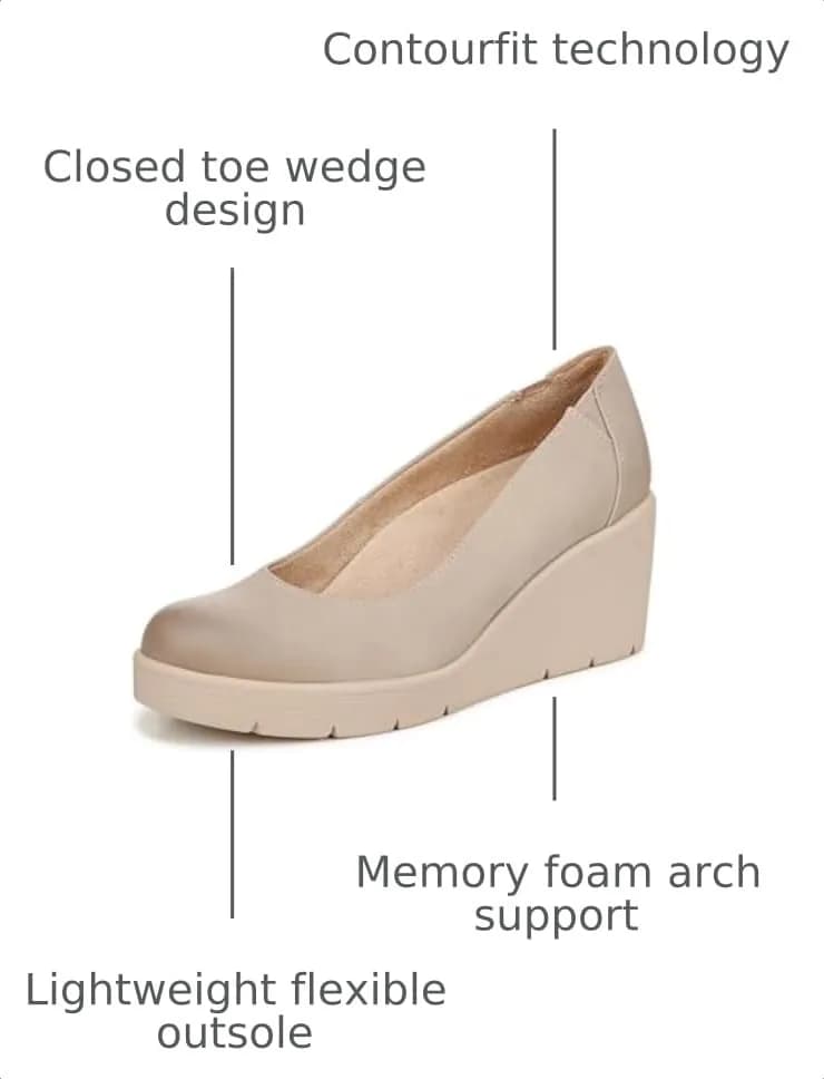 Naturalizer Soul Women's About Time Wedge Casual Shoe Warm Taupe Tan 6 Wide | ContourFIT Arch Support thumbnail 4