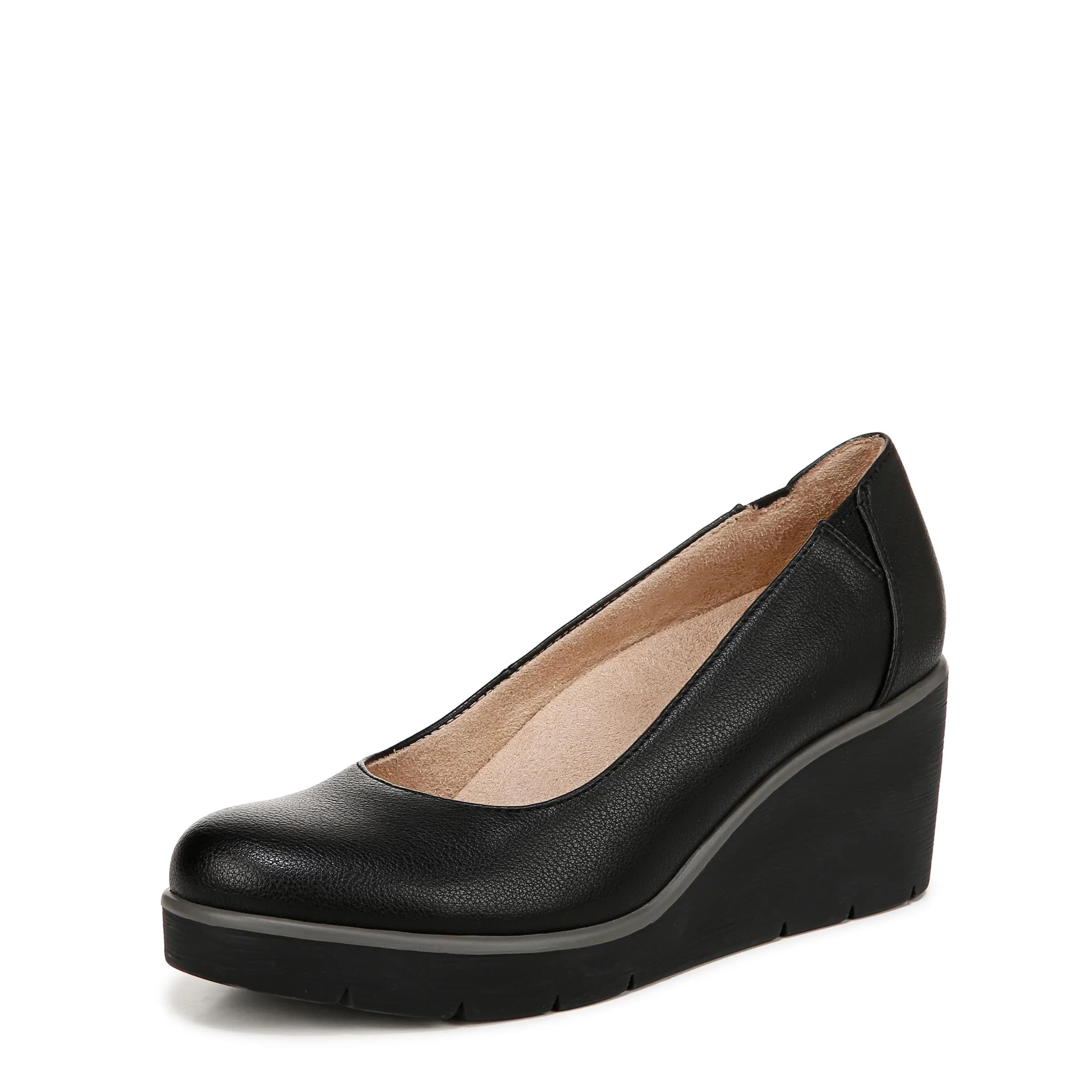 Naturalizer Soul Women's About Time Wedge Casual Shoe Black Tumbled 2.63 inch Heel (6 M US / 38 EU)