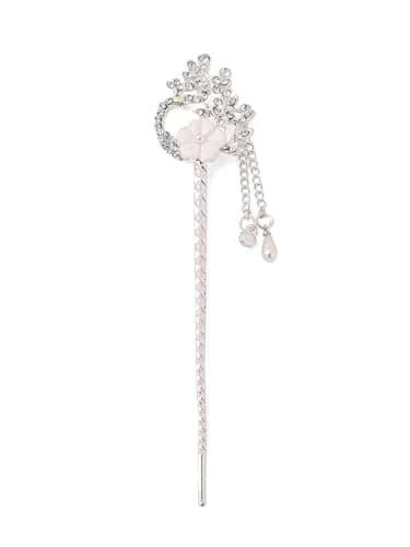 Yellow Chimes Floral Hair Stick for Bun, 16.2 cm (6.38 in) | Pearl & Crystal Embellished Juda Pin thumbnail 1