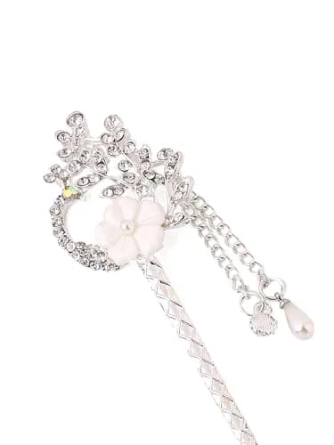 Yellow Chimes Floral Hair Stick for Bun, 16.2 cm (6.38 in) | Pearl & Crystal Embellished Juda Pin thumbnail 3
