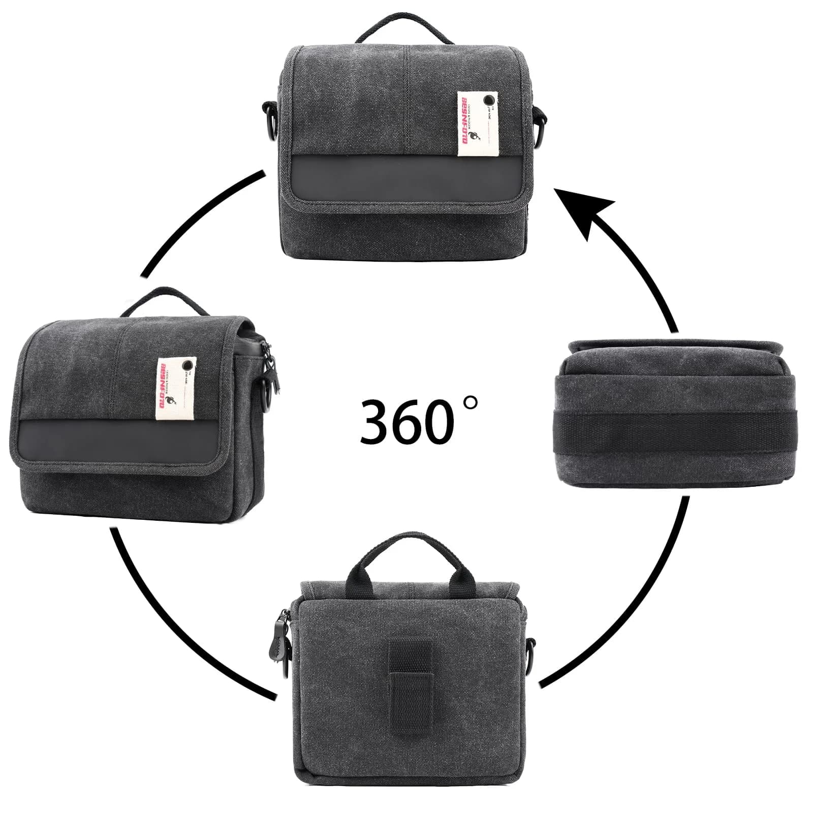 Besnfoto Small Camera Bag Purse 21cm (8.27in) | Waterproof Canvas Messenger for Mirrorless DSLR Cameras - view 6