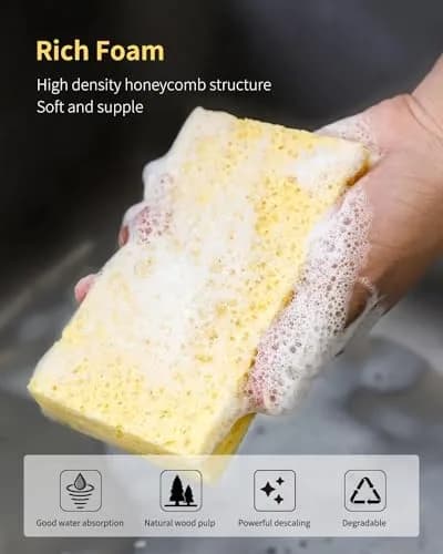 ARCLIBER Cellulose Scrub Sponges 6 Pack | Heavy Duty, Non-Scratch, Eco-Friendly Kitchen Sponge thumbnail 2