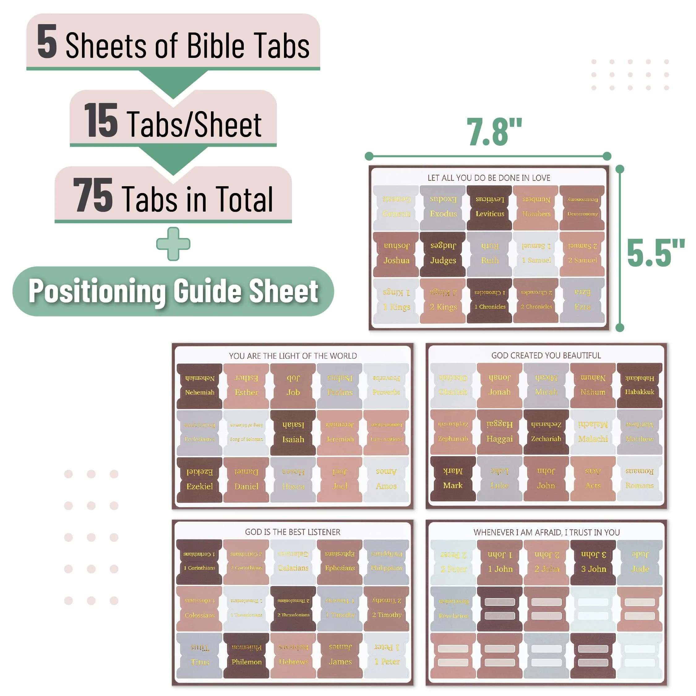 Mr. Pen Bible Tabs, 75 pcs, Warm Mocha, Gold Foil Embossed Lettering, Laminated Bible Tabs for Women and Men | Best Bible Indexing Tabs for Indian Students - view 2