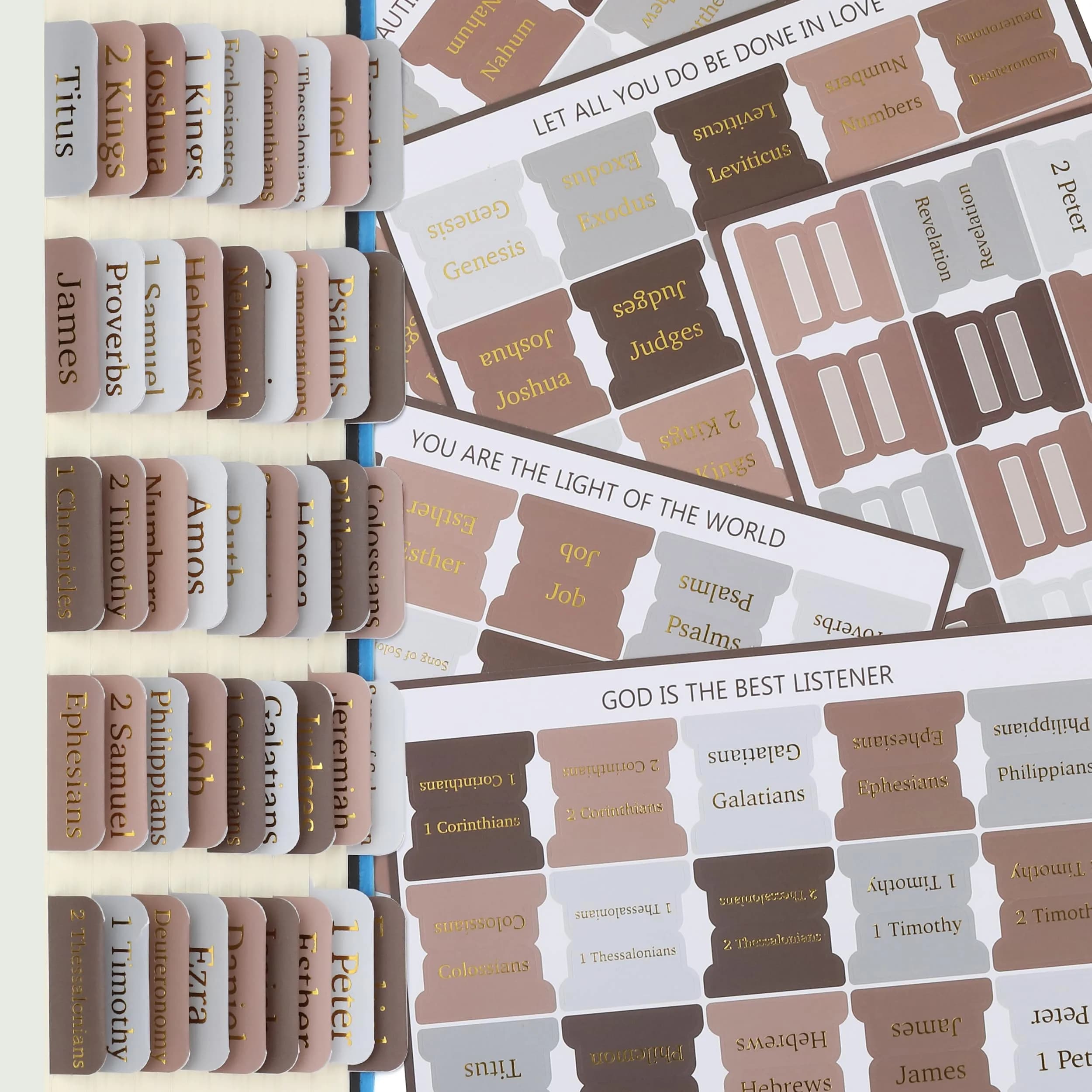 Mr. Pen Bible Tabs, 75 pcs, Warm Mocha, Gold Foil Embossed Lettering, Laminated Bible Tabs for Women and Men | Best Bible Indexing Tabs for Indian Students - view 6