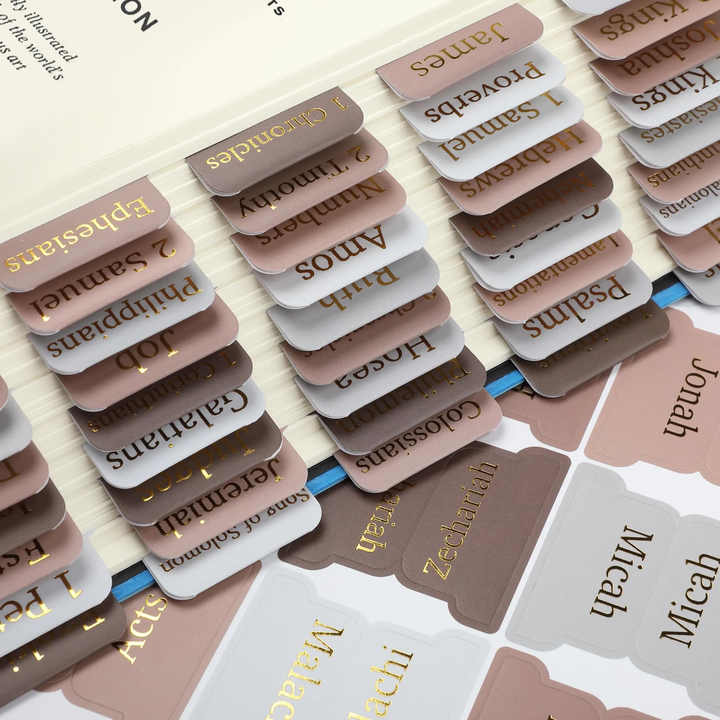 Mr. Pen Bible Tabs, 75 pcs, Warm Mocha, Gold Foil Embossed Lettering, Laminated Bible Tabs for Women and Men | Best Bible Indexing Tabs for Indian Students - view 7