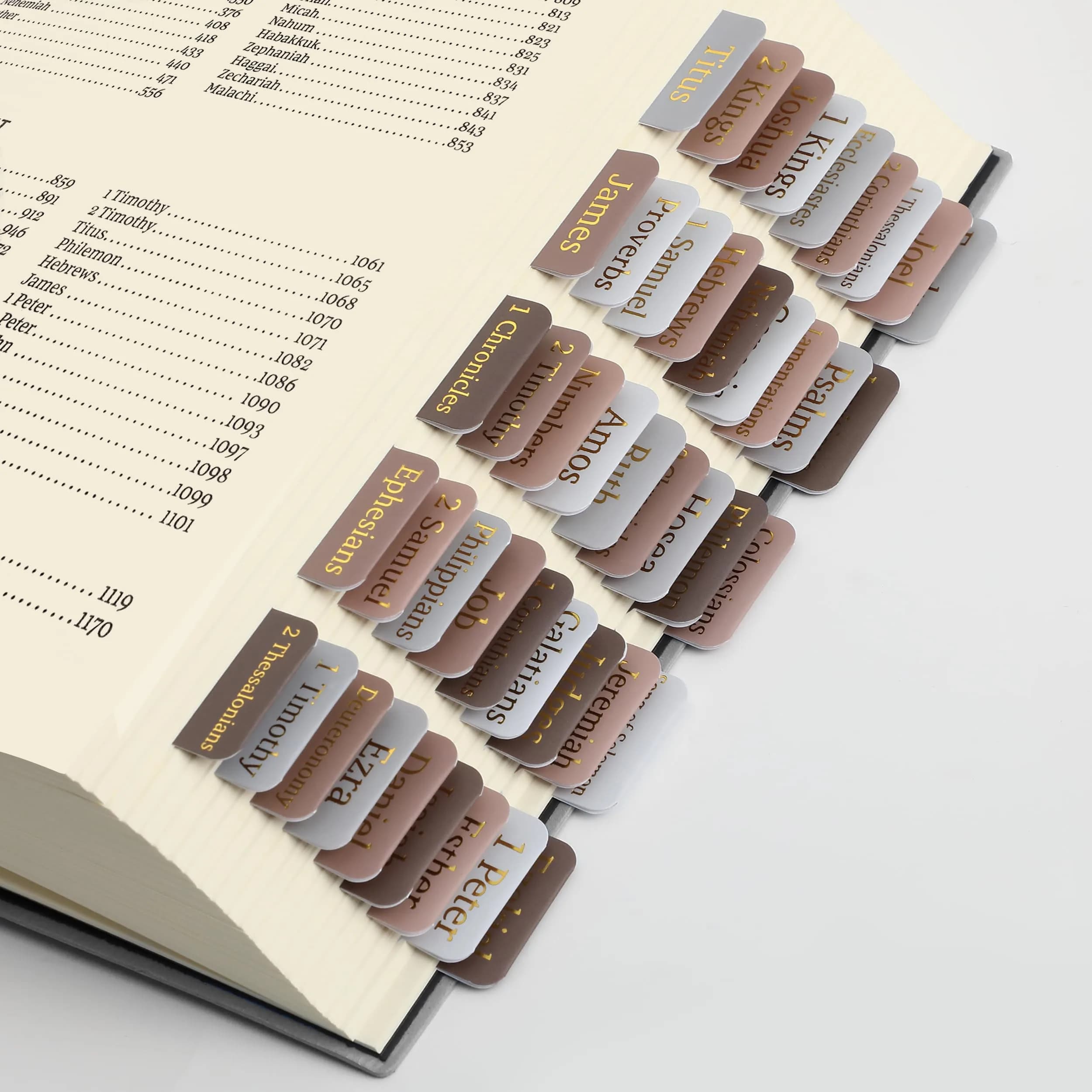 Mr. Pen Bible Tabs, 75 pcs, Warm Mocha, Gold Foil Embossed Lettering, Laminated Bible Tabs for Women and Men | Best Bible Indexing Tabs for Indian Students - view 8