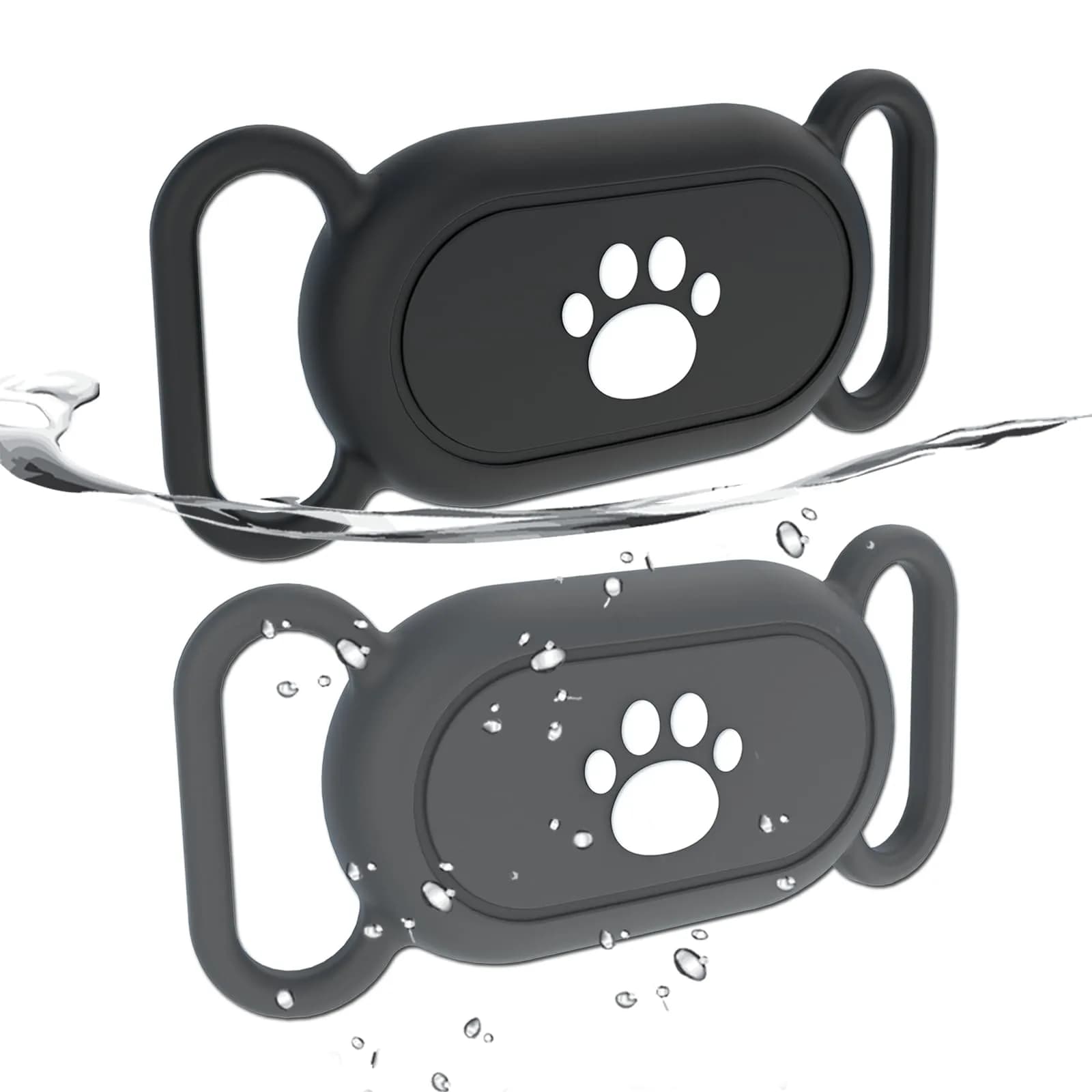 Rzttwl 2 Pack Waterproof Dog Collar Case for Samsung Galaxy SmartTag2, Black — Black Grey