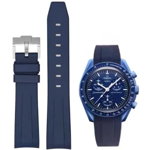 Danxancy Watch Band for Moonswatch 20mm | Curved Rubber Strap Compatible with Omega Swatch thumbnail 1