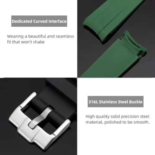 Danxancy Watch Band for Moonswatch 20mm | Curved Rubber Strap Compatible with Omega Swatch thumbnail 3