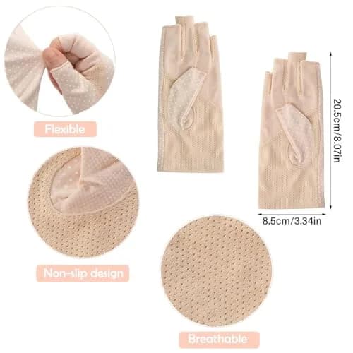 Eohak Women Driving Gloves Sun UV Protection Glove Touchscreen Half-Finger Gloves | Breathable, Anti-Slip, Summer Fit thumbnail 4