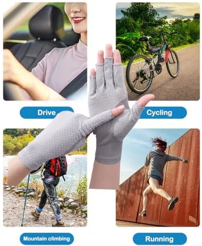 Eohak Women Driving Gloves Sun UV Protection Glove Touchscreen Half-Finger Gloves | Breathable, Anti-Slip, Summer Fit thumbnail 5