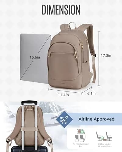 LIGHT FLIGHT Travel Backpack for Women, 17.3 inch Laptop Daypack | Water-Resistant, Large Capacity thumbnail 5