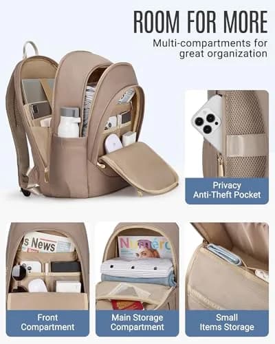 LIGHT FLIGHT Travel Backpack for Women, 17.3 inch Laptop Daypack | Water-Resistant, Large Capacity thumbnail 3
