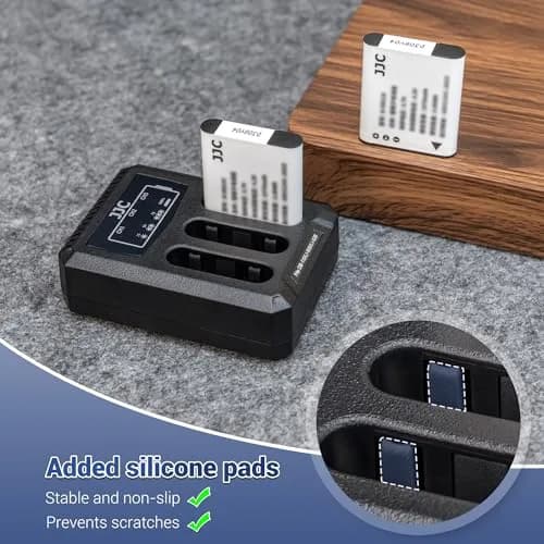 JJC DB-110 LI-92B Battery Charger | Triple Slot USB Charger for Ricoh GR IIIx, Olympus TG-7, 2-Pack thumbnail 7