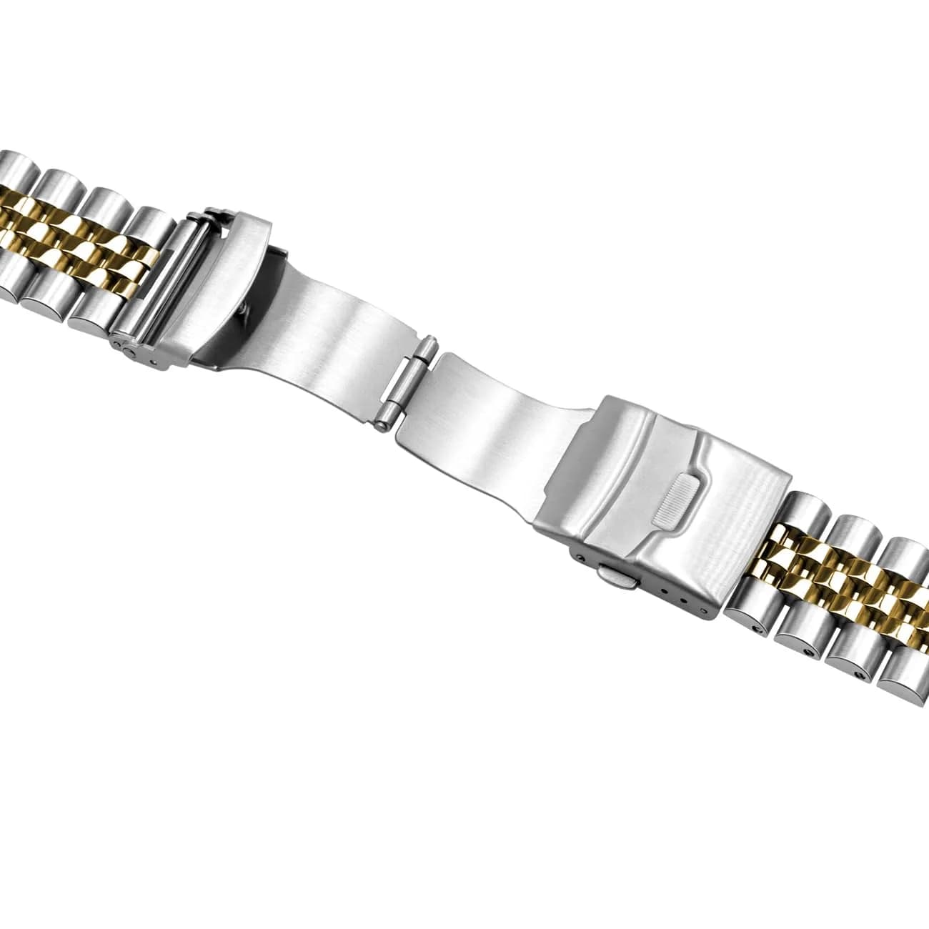 Juntan Stainless Steel Watch Band 20mm Silver-Gold | Curved Ends Tapered Strap, Double Flip Lock Clasp thumbnail 7