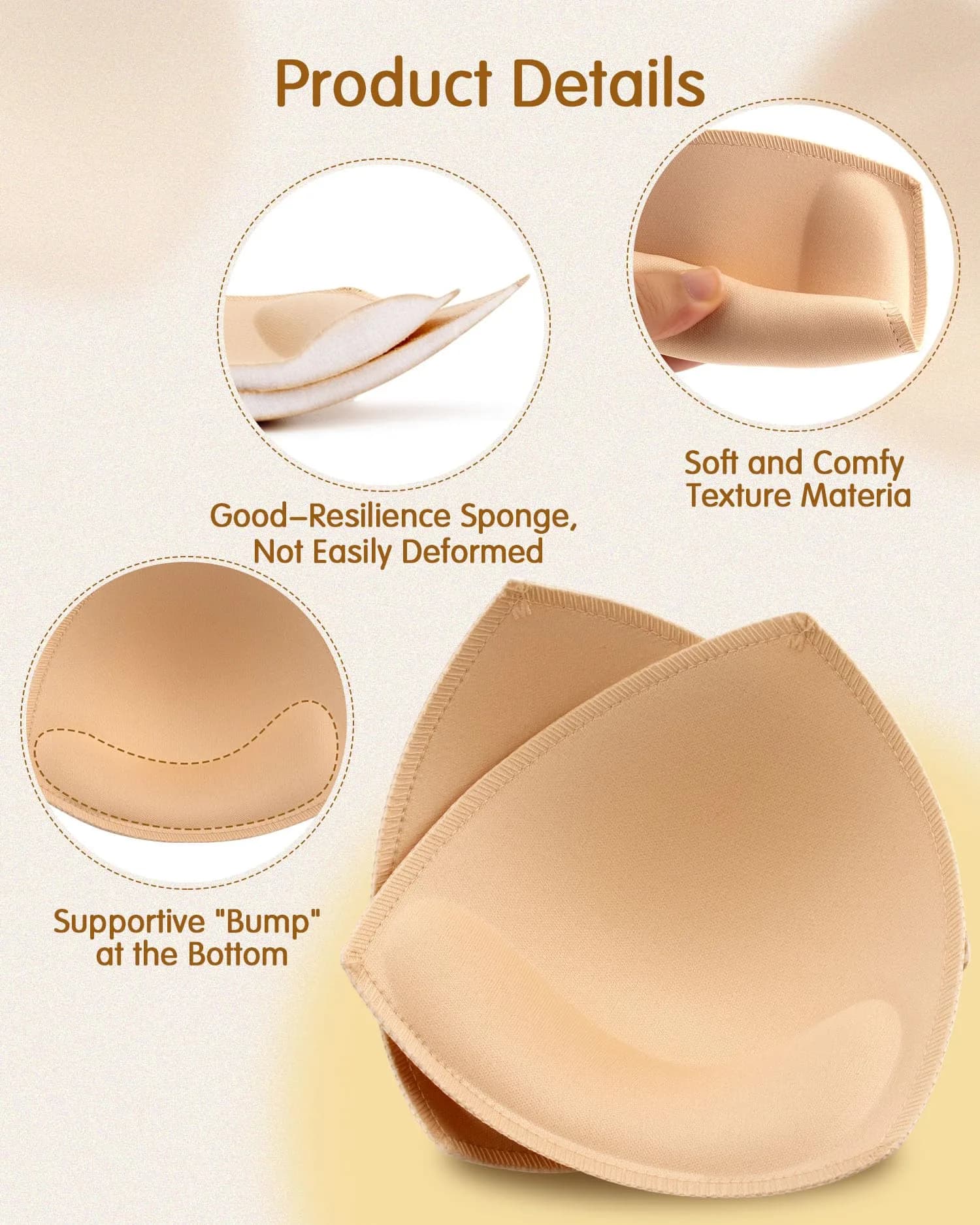 KSang Bra Pads Inserts for B Cup - 4 Pairs Black | Quality Replacement Bra Padding - view 3