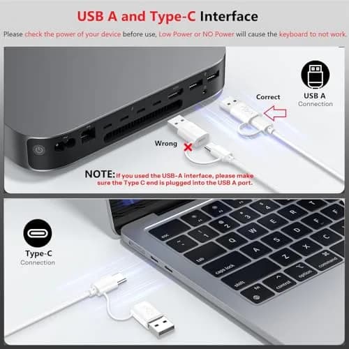 OMOTON Wired Keyboard for Mac, Compact 78-Key, USB-C/A Plug & Play, White | Scissor-Switch Keys for Smooth Typing thumbnail 4