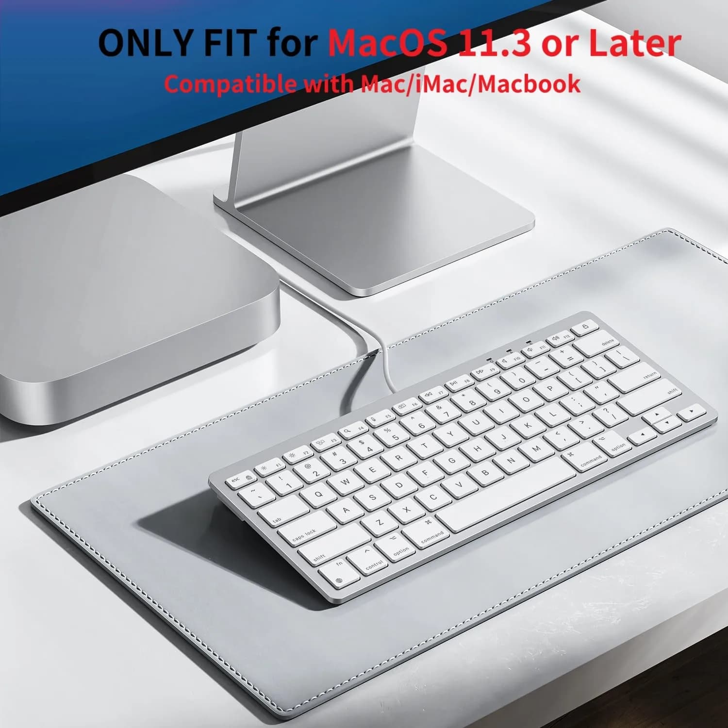 OMOTON Wired Keyboard for Mac, Compact 78-Key, USB-C/A Plug & Play, White | Scissor-Switch Keys for Smooth Typing - view 5