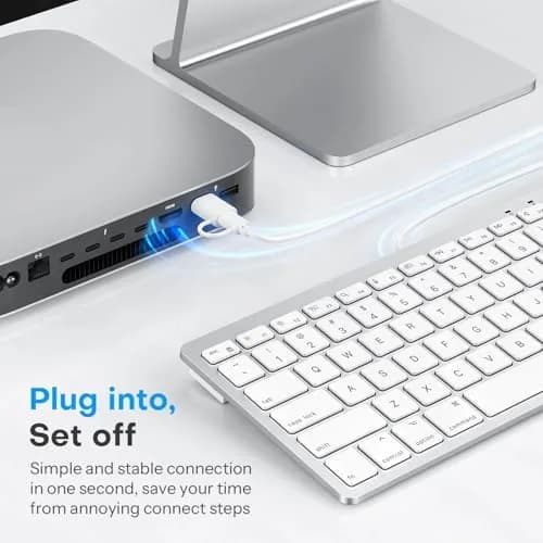 OMOTON Wired Keyboard for Mac, Compact 78-Key, USB-C/A Plug & Play, White | Scissor-Switch Keys for Smooth Typing thumbnail 6