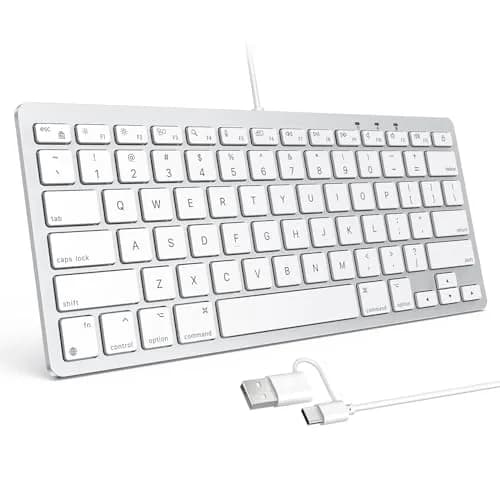 OMOTON Wired Keyboard for Mac, Compact 78-Key, USB-C/A Plug & Play, White | Scissor-Switch Keys for Smooth Typing thumbnail 1