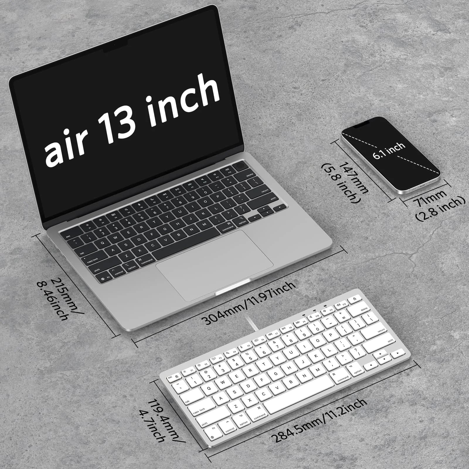 OMOTON Wired Keyboard for Mac, Compact 78-Key, USB-C/A Plug & Play, White | Scissor-Switch Keys for Smooth Typing - view 3