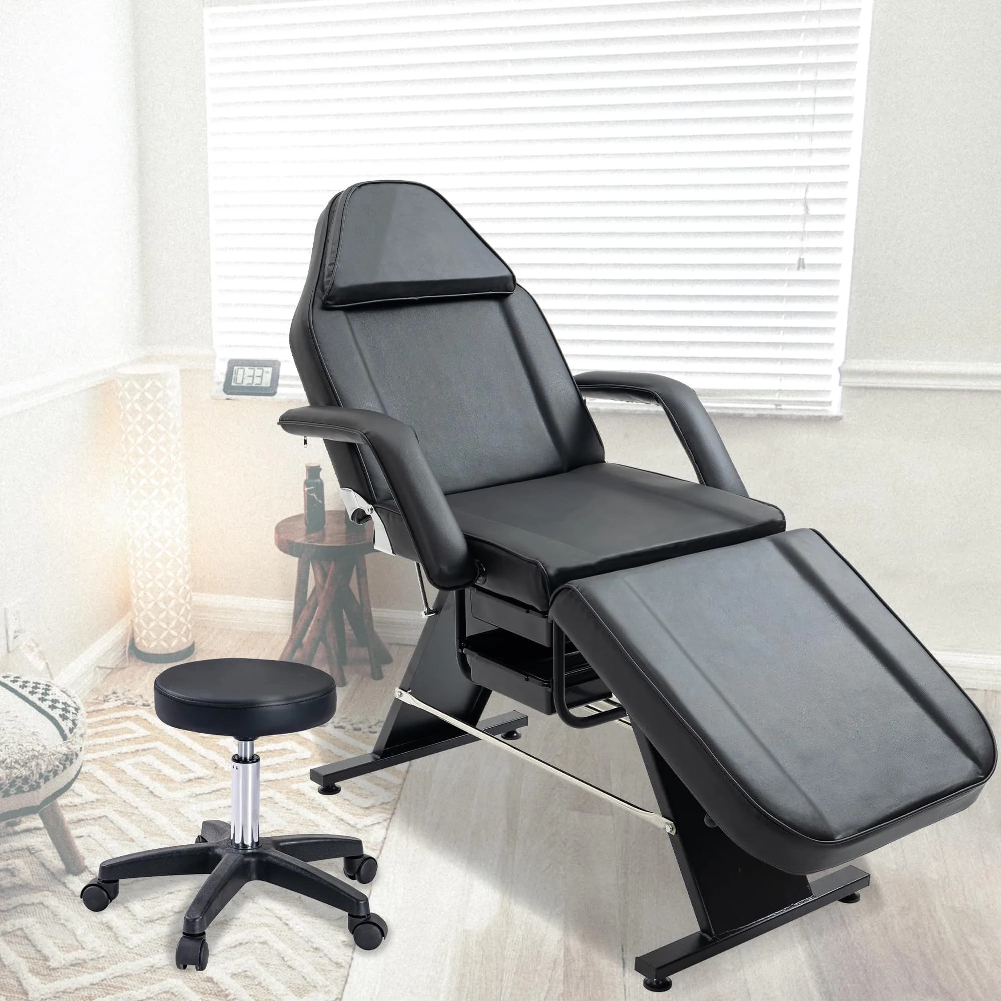 Brisca Massage Salon Tattoo Chair with Two Trays | Adjustable Full-Body Spa Bed & Esthetician Chair