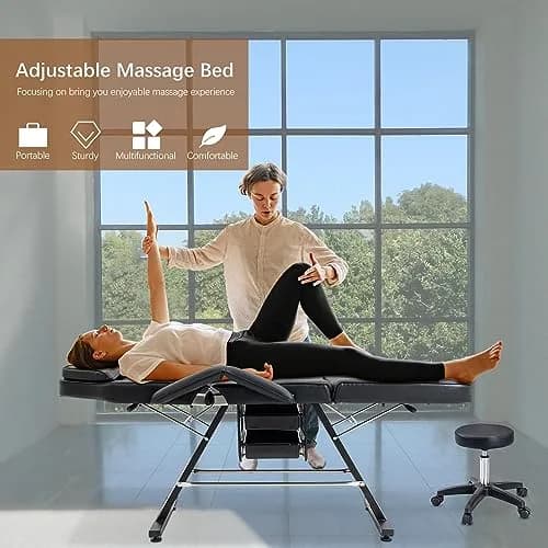 Brisca Massage Salon Tattoo Chair with Two Trays | Adjustable Full-Body Spa Bed & Esthetician Chair thumbnail 5