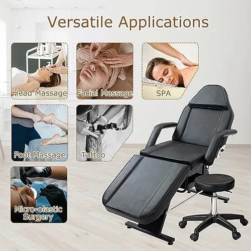 Brisca Massage Salon Tattoo Chair with Two Trays | Adjustable Full-Body Spa Bed & Esthetician Chair thumbnail 3