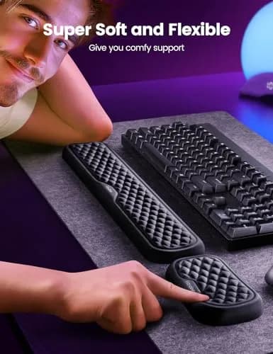 Vaydeer Ergonomic Wrist Rest for Keyboard and Mouse, Pink Memory Foam Arm Cushion | 2-Piece Set thumbnail 2