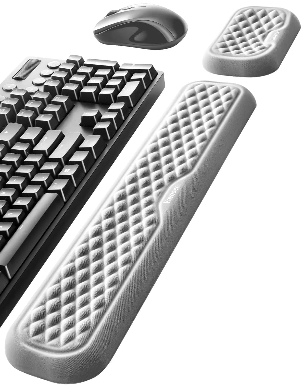 Vaydeer Wrist Rest for Keyboard and Mouse | Ergonomic Memory Foam Support Pad, Gray
