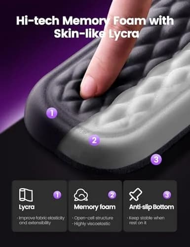 Vaydeer Wrist Rest for Keyboard and Mouse | Ergonomic Memory Foam Support Pad, Gray thumbnail 4