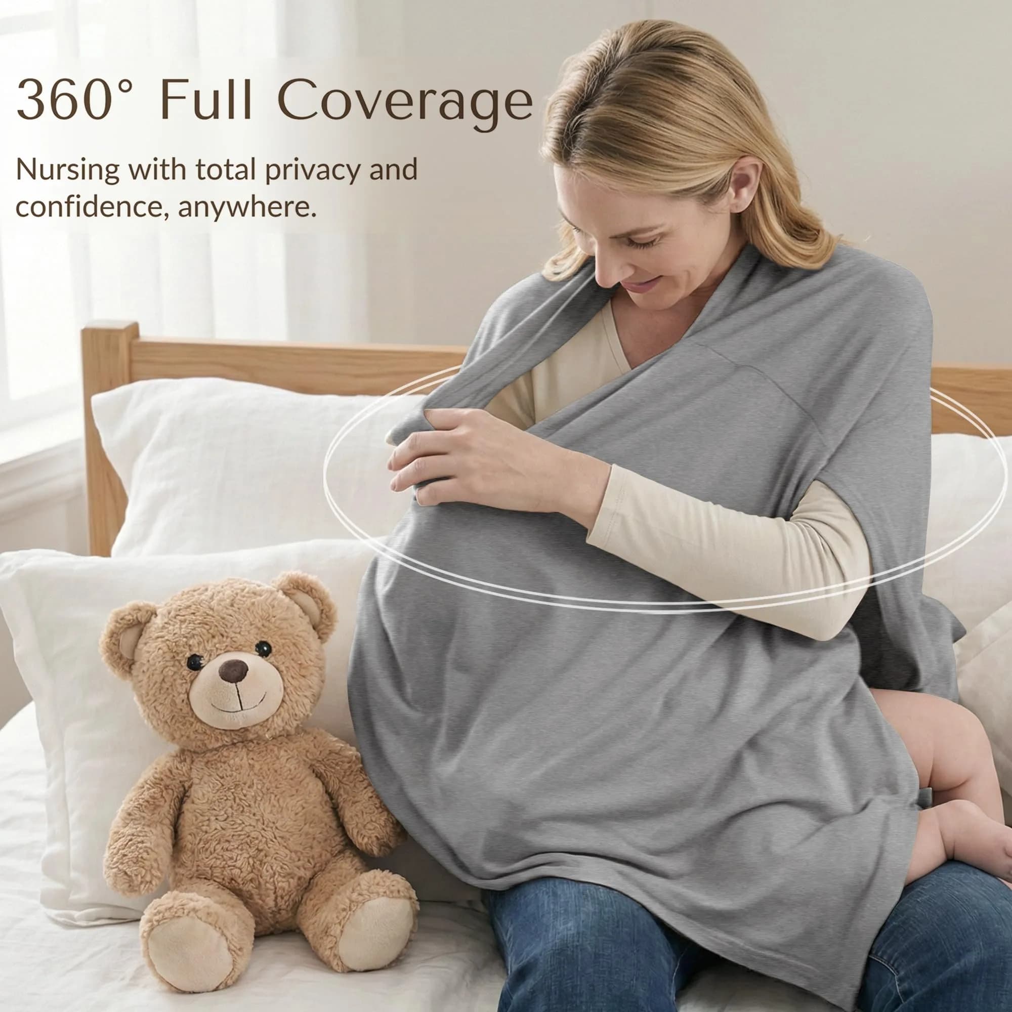Konssy Rayon Made from Bamboo Nursing Cover for Breastfeeding | Soft, Breathable, Wearable Poncho with 360° Privacy - view 8