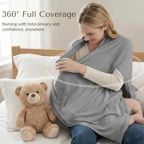 Konssy Rayon Made from Bamboo Nursing Cover for Breastfeeding | Soft, Breathable, Wearable Poncho with 360° Privacy thumbnail 8