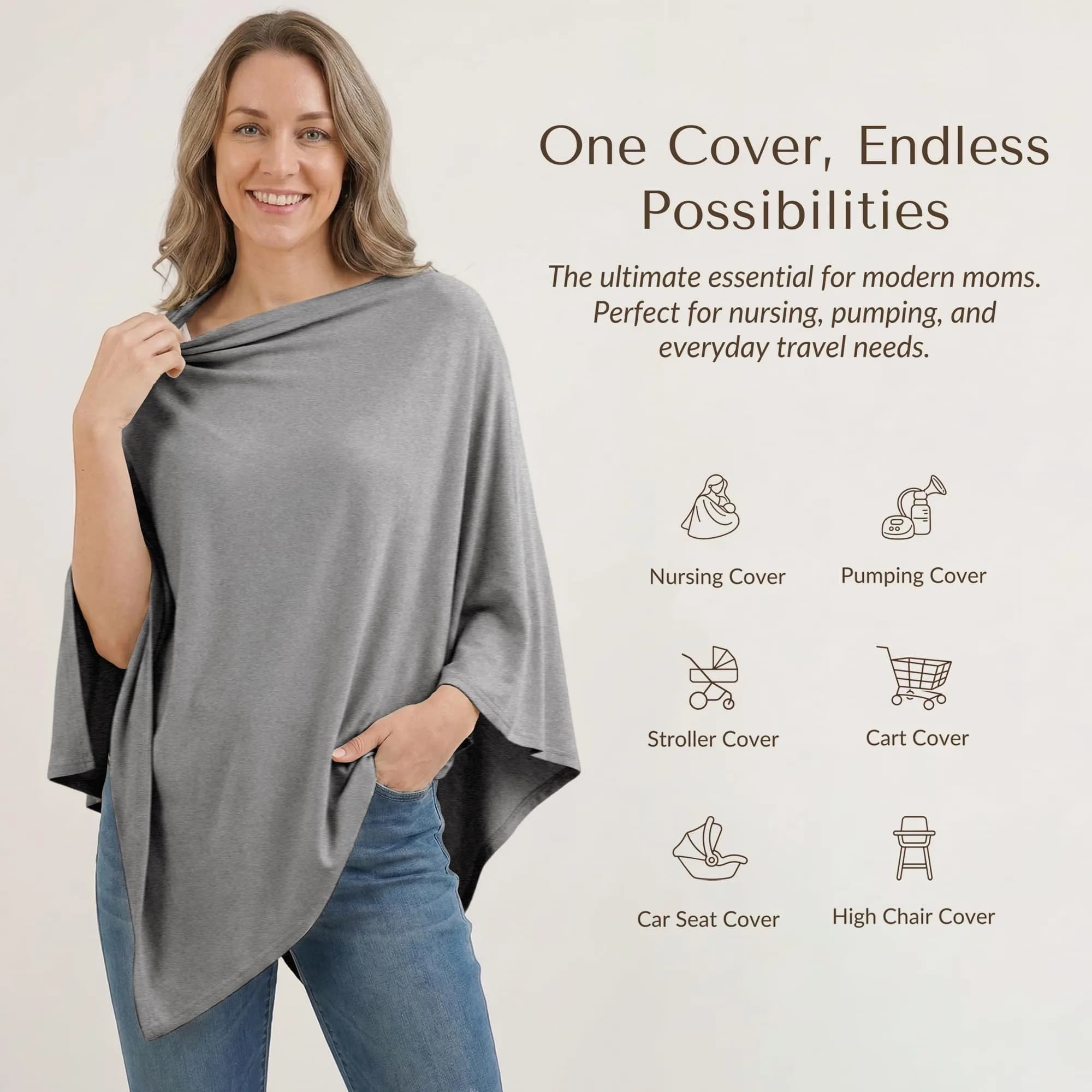 Konssy Rayon Made from Bamboo Nursing Cover for Breastfeeding | Soft, Breathable, Wearable Poncho with 360° Privacy - view 2