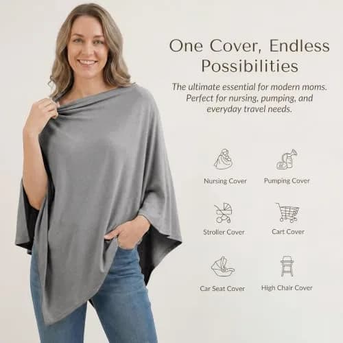 Konssy Rayon Made from Bamboo Nursing Cover for Breastfeeding | Soft, Breathable, Wearable Poncho with 360° Privacy thumbnail 2