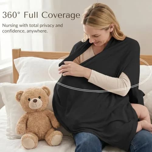 Konssy Rayon Made from Bamboo Nursing Cover for Breastfeeding | Soft, Breathable, Wearable Poncho with 360° Privacy thumbnail 8