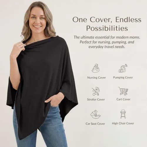 Konssy Rayon Made from Bamboo Nursing Cover for Breastfeeding | Soft, Breathable, Wearable Poncho with 360° Privacy thumbnail 2