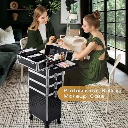 Yueieoun Large Makeup Travel Case 13.4 x 10 x 30.5 inches | 4-in-1 Detachable Compartments thumbnail 2