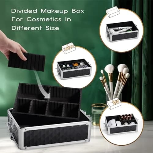 Yueieoun Large Makeup Travel Case 13.4 x 10 x 30.5 inches | 4-in-1 Detachable Compartments thumbnail 4
