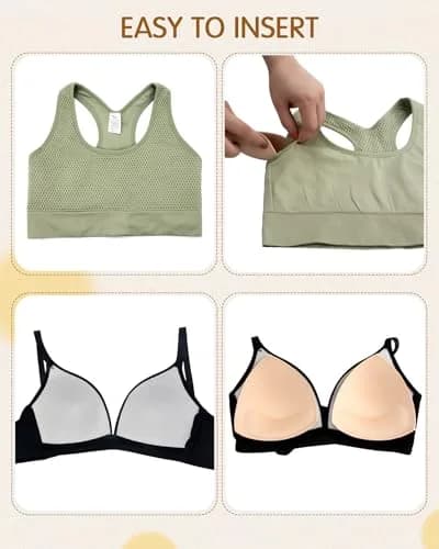 KSang Bra Pads Inserts 4 Pairs - Sewn Edges Breast Padding for D Cup | Modesty & Push-Up Inserts thumbnail 6