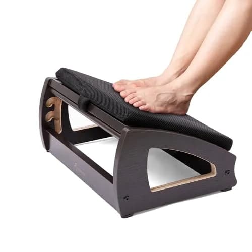StrongTek Wooden Foot Stool Under Desk | Removable Cushion, Espresso, Supports Natural Foot Position thumbnail 1