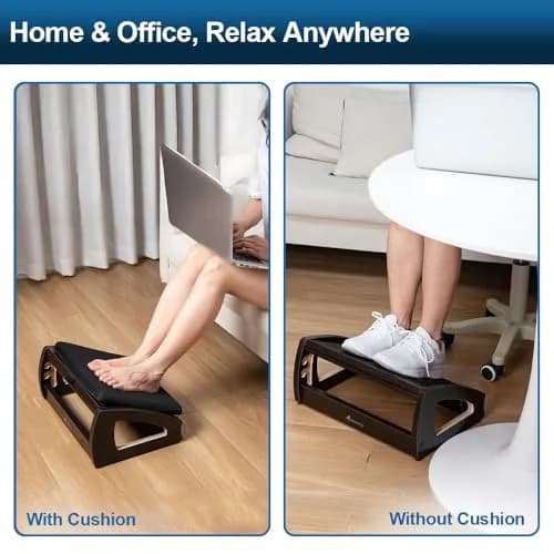 StrongTek Wooden Foot Stool Under Desk | Removable Cushion, Espresso, Supports Natural Foot Position thumbnail 4